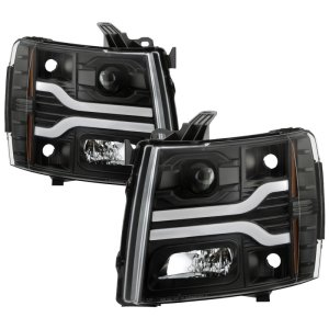 Chevrolet Silverado 2500HD Headlights - SPYDER - Platinum Series, Projector, LED Low Beam, Halogen High Beam - Black - `07-`14