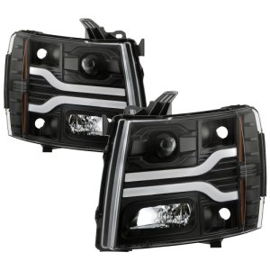 Chevrolet Silverado 3500HD Headlights - SPYDER - Platinum Series, Projector, LED Low Beam, Halogen High Beam - Black - `07-`14 Chevrolet Silverado 3500HD Headlights - SPYDER - Platinum Series, Projector, LED Low Beam, Halogen High Beam - Black - `07-`14