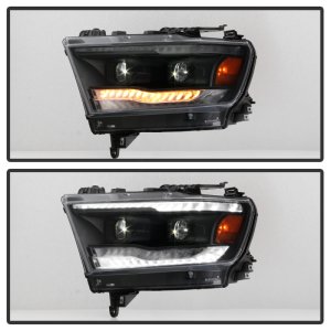 Dodge Ram Headlights - SPYDER - Apex Series, High-power LED Module, Chrome - Black - `19-`20