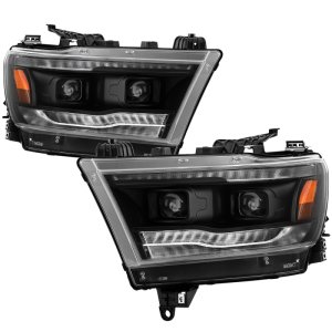 Dodge Ram Headlights - SPYDER - Apex Series, High-power LED Module, Chrome - Black - `19-`20