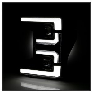 Ford F450 Headlights - SPYDER - Spyder Signature Series with White Light Bar - Black - `17-`18