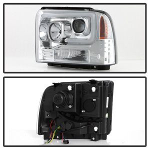 Ford F250 Headlights - SPYDER - Platinum Series LED Module Projector - Chrome - `05-`07