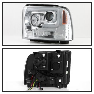Ford F250 Headlights - SPYDER - Platinum Series LED Module Projector - Chrome - `05-`07
