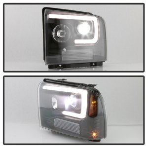 Ford F350 Super Duty Headlights - SPYDER - Projector LED - Black - `05-`07