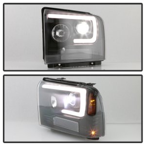 Ford F450 Super Duty Headlights - SPYDER - Projector LED - Black - `05-`07