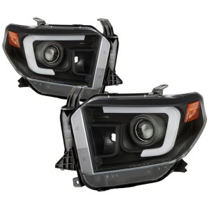 Toyota Tundra Headlights - SPYDER - APEX Series, Light Bar Projector, LED, Sequential Turn Signals - Black - `14-`17