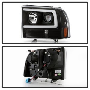 Ford F-250 Headlights - SPYDER - LED + Halogen, Spyder Platinum Series - Black - `99-`04