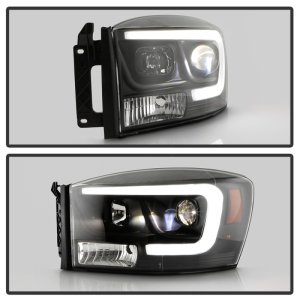 Dodge Ram 1500 Headlights - SPYDER - Platinum Series with High-Power LED Module - Black - `06-`08