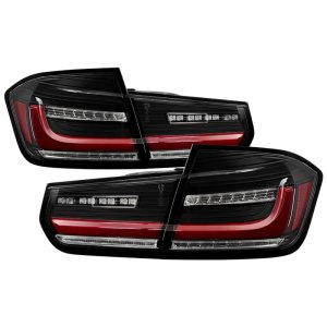 BMW 3 Series LED Tail Lights - SPYDER - Full LED, Sequential Turn Signal, Red Light Bar Parking Light - Black - `12-`18