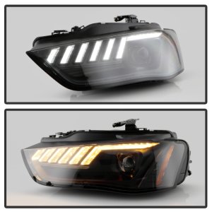 Audi A4 Projector Headlights - SPYDER - Spyder Signature Series, Xenon/HID Model, Switch Back Sequential LED Turn Signal - Black - `13-`16