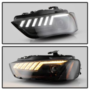 Audi A4 Projector Headlights - SPYDER - Spyder Signature Series, Xenon/HID Model, Switch Back Sequential LED Turn Signal - Black - `13-`16
