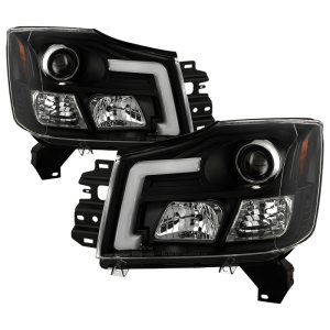 Nissan Titan Headlights - SPYDER - Projector, High-Power LED Module, Spyder Platinum Series - Black - `04-`15