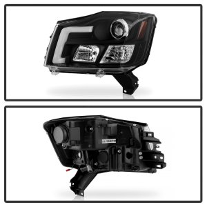 Nissan Titan Headlights - SPYDER - Projector, High-Power LED Module, Spyder Platinum Series - Black - `04-`15