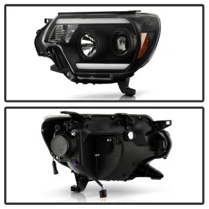Toyota Tacoma Headlights - Front - SPYDER - High-Power LED Module with White Light Bar - Black - `12-`15