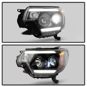 Toyota Tacoma Headlights - Front - SPYDER - High-Power LED Module with White Light Bar - Black - `12-`15