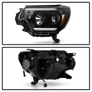 Toyota Tacoma Headlights - Front - SPYDER - High-Power LED Module with White Light Bar - Black - `12-`15