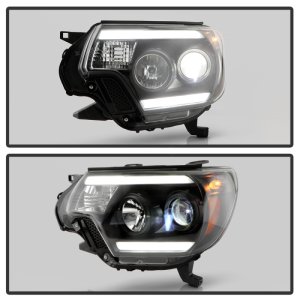 Toyota Tacoma Headlights - Front - SPYDER - High-Power LED Module with White Light Bar - Black - `12-`15