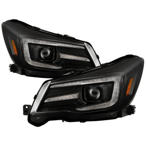 Subaru Forester Headlights - SPYDER - Sequential LED Turn Signal + Switch Back Crystal Light Bar Turn Signal Light And Parking Light - Black - `14-`16