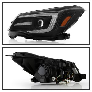 Subaru Forester Headlights - SPYDER - Sequential LED Turn Signal + Switch Back Crystal Light Bar Turn Signal Light And Parking Light - Black - `14-`16