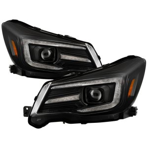 Subaru Forester Headlights - SPYDER - Sequential LED Turn Signal, Switch Back Crystal Light Bar Turn Signal Light And Parking Light - Black - `14-`16