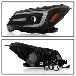 Subaru Forester Headlights - SPYDER - Sequential LED Turn Signal, Switch Back Crystal Light Bar Turn Signal Light And Parking Light - Black - `14-`16