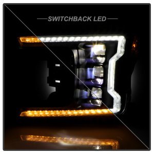 Ford F-150 Headlights - SPYDER - Apex Series, DRL LED, Halogen Model Only, High-Power LED Module - Black - `18-`20