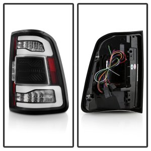 Dodge RAM 1500 Tail Lights - SPYDER - LED / Sequential Turn Signal Lights / Clear Light Bar Parking - Red Clear - `19-`21