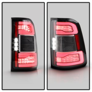 Dodge RAM 1500 Tail Lights - SPYDER - LED / Sequential Turn Signal Lights / Clear Light Bar Parking - Red Clear - `19-`21