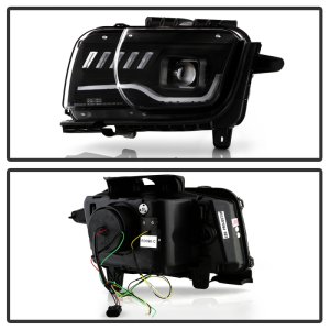 Chevrolet Camaro Headlights - SPYDER - Apex Series, High-Power LED Module, Sequential Switchback Turn Signal - Black - `10-`13