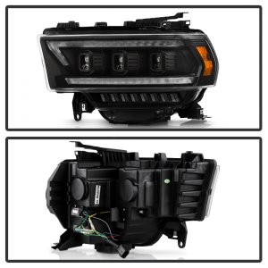 Dodge Ram 2500 Headlights - SPYDER - Proj. Headlights with High-Power LED Module - Black - `19-`22
