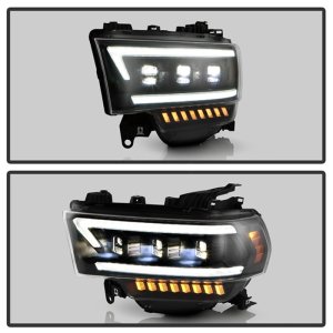 Dodge Ram 2500 Headlights - SPYDER - Proj. Headlights with High-Power LED Module - Black - `19-`22