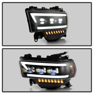 Dodge Ram 2500 Headlights - SPYDER - Proj. Headlights with High-Power LED Module - Black - `19-`22
