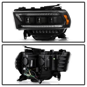 Dodge Ram 2500 Headlights - SPYDER - Proj. Headlights with High-Power LED Module - Black - `19-`22