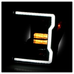 Ford F250 Headlights - SPYDER - Halogen Model, Sequential LED Turn Signal Lights - Black - `20-`22