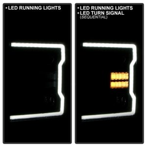 Ford F250 Headlights - SPYDER - Halogen Model, Sequential LED Turn Signal Lights - Black - `20-`22