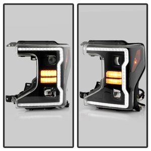 Ford F350 Headlights - SPYDER - Halogen Model, Sequential LED Turn Signal Lights - Black - `20-`22 Ford F350 Headlights - SPYDER - Halogen Model, Sequential LED Turn Signal Lights - Black - `20-`22