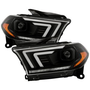 Dodge Durango Headlight Set - SPYDER - Projector, HID Model Only, LED White, Sequential LED Turn Signal Lights - Black - `11-`13