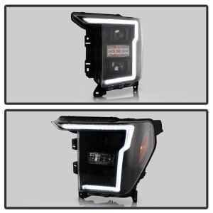 Ford F150 Headlights - SPYDER - Proj. Headlights - LED Crystal Light Bar - Black - `20-`21