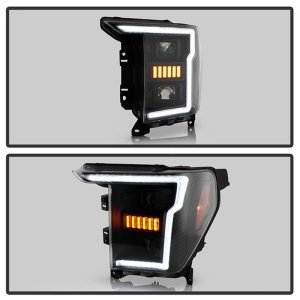 Ford F150 Headlights - SPYDER - Projector, Sequential LED Turn Signal, Halogen - Black - `20-`21