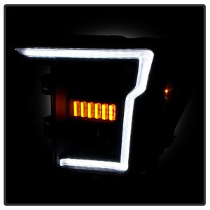 Ford F150 Headlights - SPYDER - Projector, Sequential LED Turn Signal, Halogen - Black - `20-`21