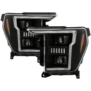 Ford F150 Headlights - SPYDER - Projector, Sequential LED Turn Signal, Halogen - Black - `20-`21