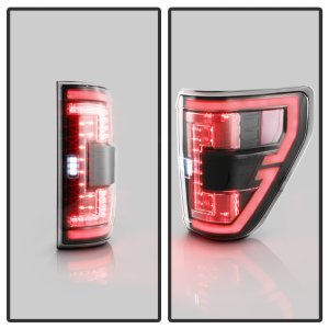 Ford F150 LED Tail Lights - SPYDER - Light Bar Style - Black - `21-`23