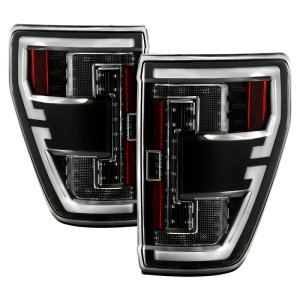 Ford F150 LED Tail Lights - SPYDER - Light Bar Style - Black - `21-`23