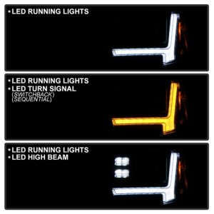 Toyota Tundra Headlight Set - SPYDER - Projector, Switch Back Sequential LED - Black - `14-`21
