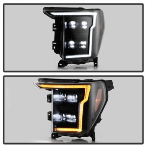 Ford F-150 Headlights - SPYDER - Apex Series Quad High-Power LED Module - Black - `20-`21