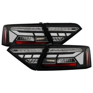 Audi A5 LED Tail Lights - SPYDER - Apex Series, Sequential Turn Signals, Clear Light Bar - Black - `13-`17