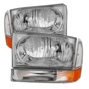 Ford F-250 Super Duty Headlights with Bumper Lights - Front - SPYDER - xTune Crystal w/ Bumper Lights - Chrome - `99-`04