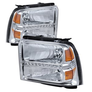 Ford F-450 Super Duty Headlights - SPYDER - xTune Crystal LED - Chrome - `05-`07