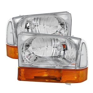 Ford F-450 Super Duty Headlights - Front - SPYDER - xTune Crystal - Chrome - `99-`04
