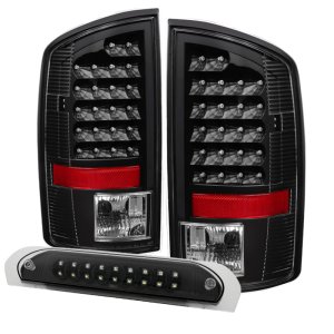Dodge Ram 1500 Tail Lights + 3rd Brake Light - Rear - SPYDER - xTune LED - Black - `07-`08